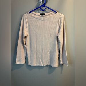 J Crew Women’s Beige Ribbed Boat Neck Sweater Top Medium